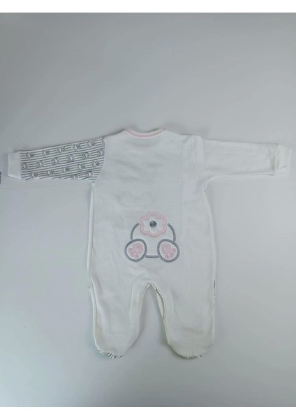 Minik Tavşan Nakışlı Boydan Çıtçıt Kapamalı Kız Erkek Bebek Tulumu Ekru fırsatları