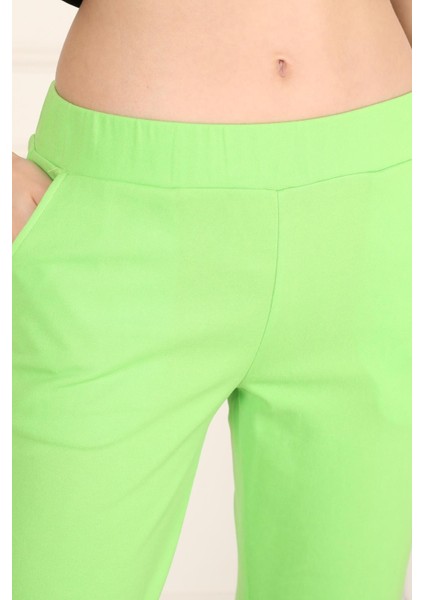 Neon Yeşil Krep Skuba Jogger Eşofman Altı