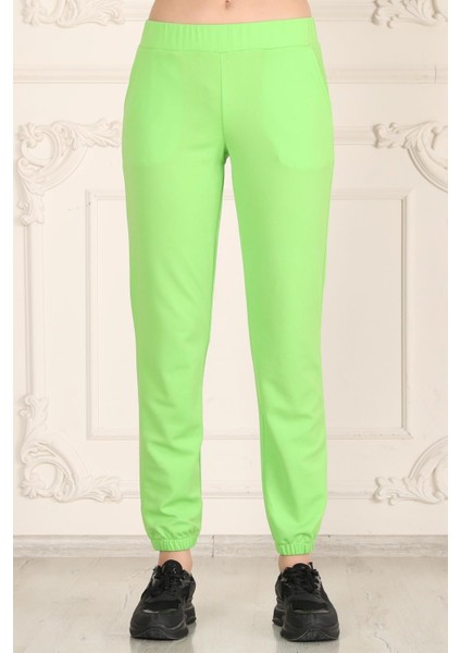 Neon Yeşil Krep Skuba Jogger Eşofman Altı