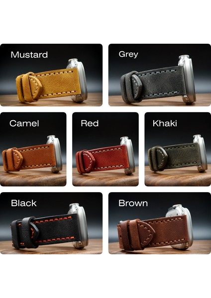 Apple Watch Uyumlu Deri Kordon Ultra Kahve Hakiki Deri Klasik saat kordonu indirimleri