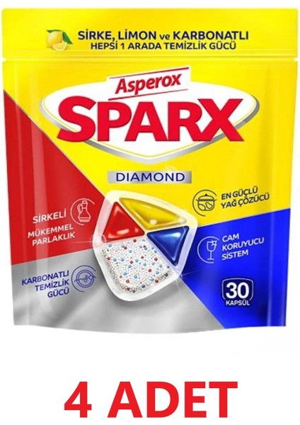 Sparx Bulaşık Makinesi Kapsül 30 Yıkama Yerli Üretim 4 Adet