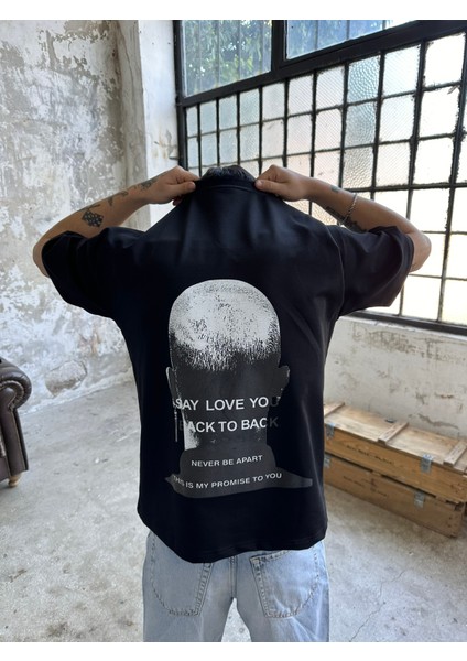 Say Love You Oversize T-Shirt-Siyah