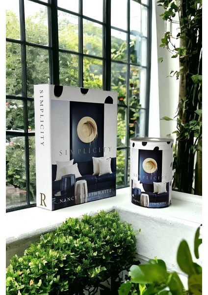 Dekoratif Kitap Kutu Simplicity Mavi Kutu & Silindir Kutu 2li Set