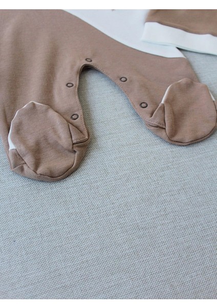 Lucky Baby Nakışlı Es Çizgi Boy Şapkalı Erkek Bebek Tulumu Kahverengi modelleri