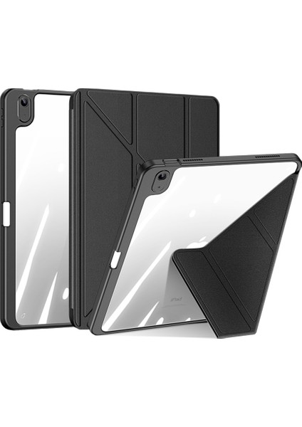 Apple iPad Air 11 Inç 6. Nesil (2024) Yatay ve Dikey Katlanabilen Uyku Modlu Kalemlikli Clemon Kılıf A2902 A2903