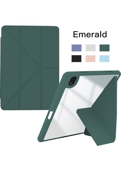 Apple iPad Air 11 Inç 6. Nesil (2024) Yatay ve Dikey Katlanabilen Uyku Modlu Kalemlikli Clemon Kılıf A2902 A2903