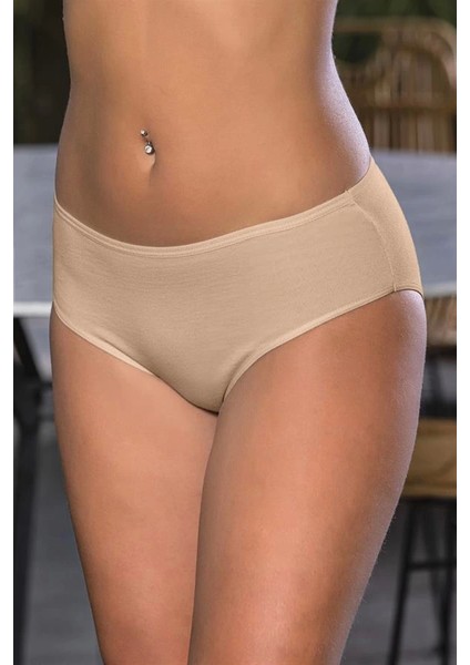 Pamuklu Yüksek Bel Slip Külot Ten (MGP2966)
