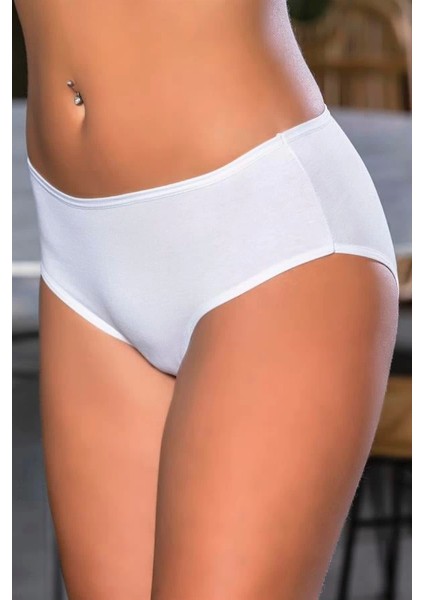 Pamuklu Yüksek Bel Slip Külot Beyaz (MGP2966)