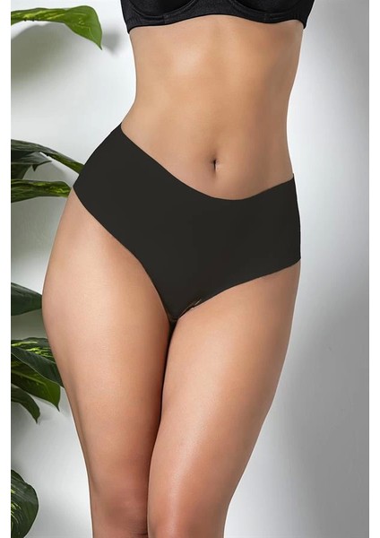 3'lü Paket Dikişsiz, Iz Yapmaz, Lazer Kesim, Yüksek Bel Slip Külot Siyah (MGP21263)