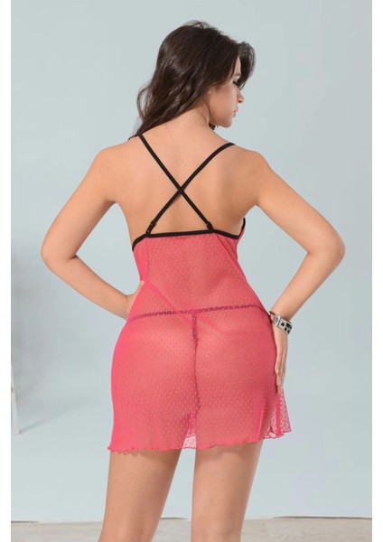 Pembe Tül Gecelik 654