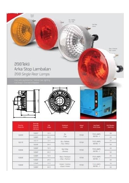 12V Stop-Park Lambası Soketli (Yuvarlak) (98 Mm) Otokar