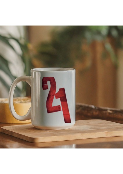 21 Baskılı Porselen Kahve Kupası