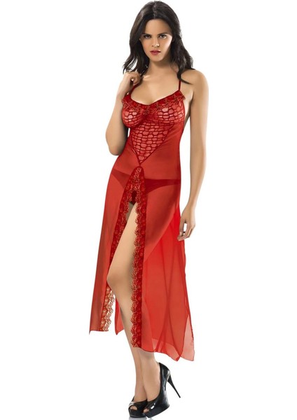 Kırmızı Şifon Gecelik 222
