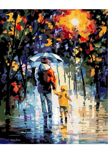 Baba ve Çocuk Sayılarla Boyama Seti 60X75 cm (Tuvale Gerili)