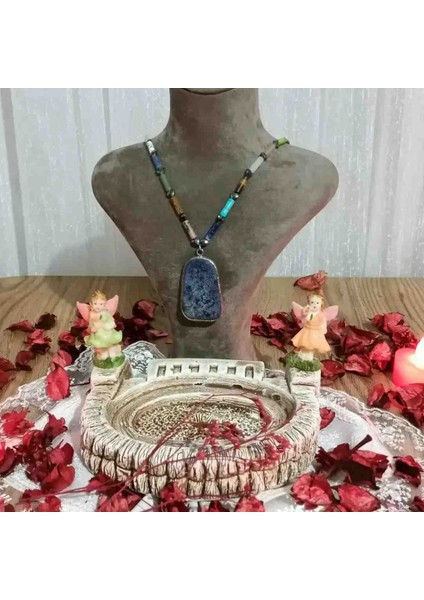 Durusoy Shop Center 5cm Lapis Lazuli ve Çakra Doğal Taşlı Kolye