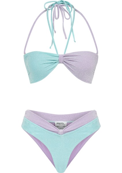 Colorblock Lurex Bikini Seti