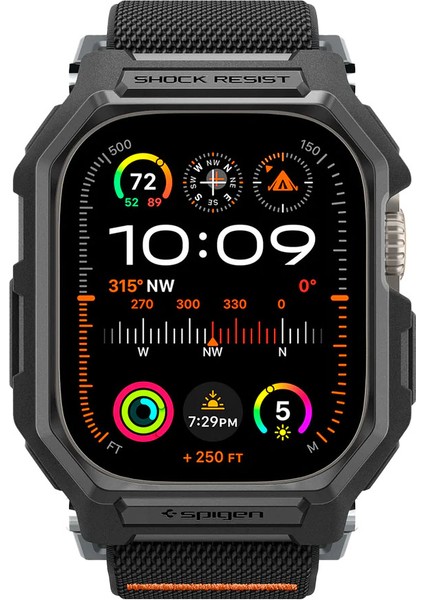Apple Watch 49mm (Ultra 2/1) Kılıf & Kordon Kayış Lite Fit Pro Matte Black - ACS07104