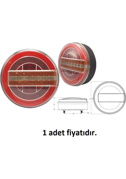 Yuvarlak Neon LED 12V 7 Fonksiyonlu Dinamik Sinyalli Hamburger Stop Lambası Çeray 202102