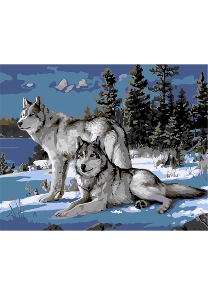 Kurt Sürüsü Sayılarla Boyama Seti 80X100 cm (Tuvale Gerili)