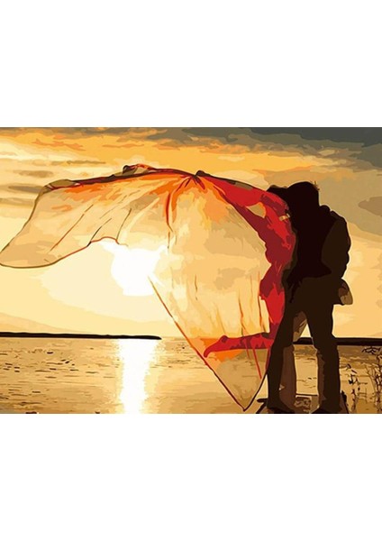 Sahil Romantizmi Sayılarla Boyama Seti 60X75 cm (Tuvale Gerili)