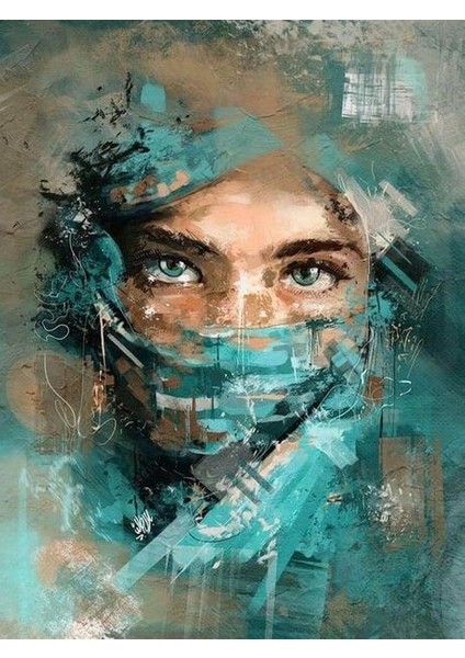 Turkuazın Gizemi Sayılarla Boyama Seti (Tuvale Gerili)