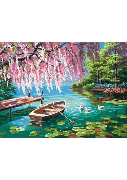 Mistik Gölet Sayılarla Boyama Seti 50X65 cm (Tuvale Gerili)