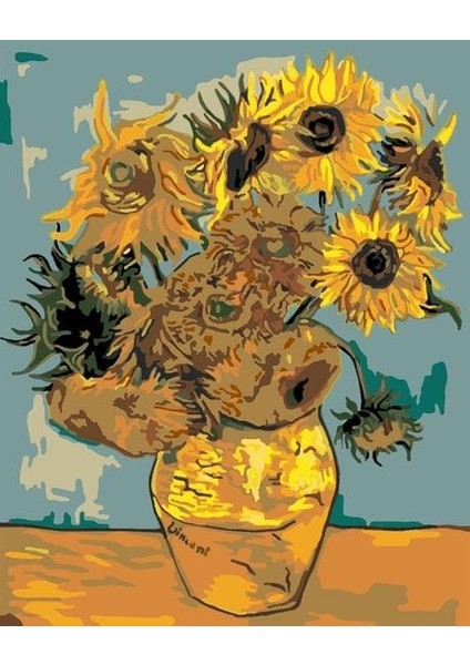 Van Gogh Ayçiçekleri Sayılarla Boyama Seti 80X100 cm (Tuvale Gerili)