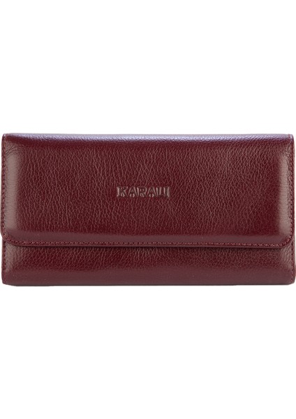 Hakiki Deri Kadın Portföy Cüzdanı Bordo BC456-06