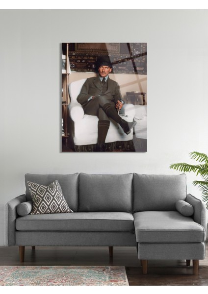 Atatürk Cam Tablo - Cam Tablolar - Atatürk Tablo - Atatürk Portresi - Atatürk Tablosu - Ata044