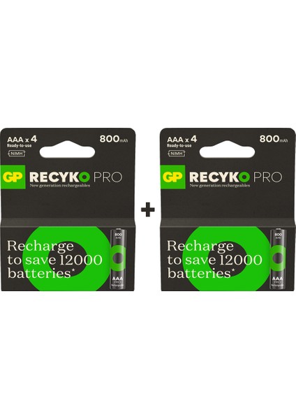 Gp Recyko Pro 800 Mah Aaa Ince Kalem 8'li Şarj Edilebilir Pil