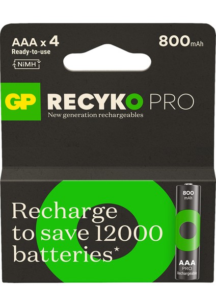 Gp Recyko Pro 800 Mah Aaa Ince Kalem 8'li Şarj Edilebilir Pil