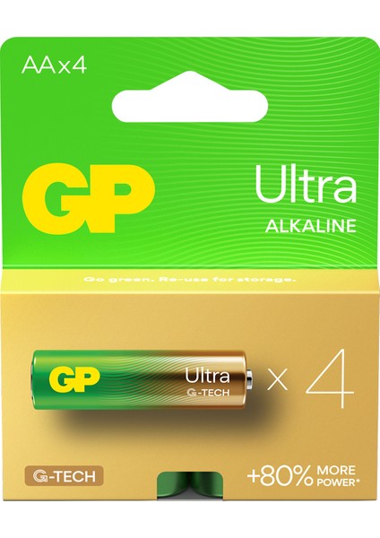 Batteries G-TECH Ultra Alkalin Kalem LR6 - AA Boy 1.5V Pil 4'lü Kart
