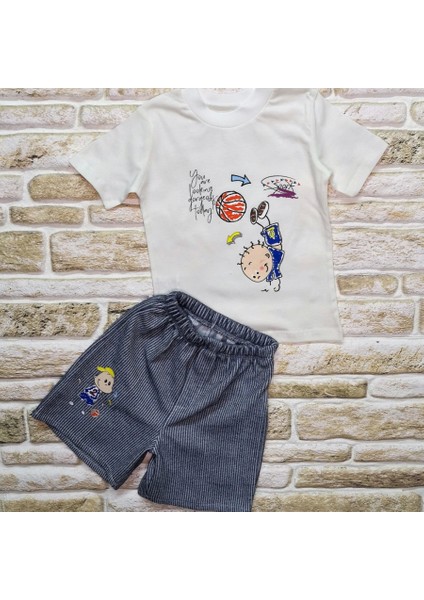 Topçu Erkek Çocuk Baskılı Şortlu Kısa Kollu Tişört 2li Erkek Bebek Takımı Lacivert fiyatları