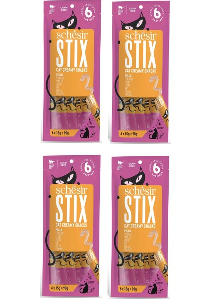 Stix Tavuklu Krema Kedi Sıvı Ödülü 6 x 15 gr 4'lü Paket