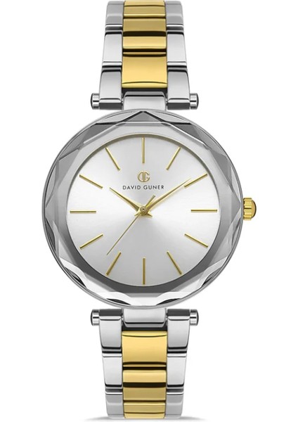 Davıd Guner Sarı Beyaz Kaplama Gümüş Kadran Kadın Kol Saati