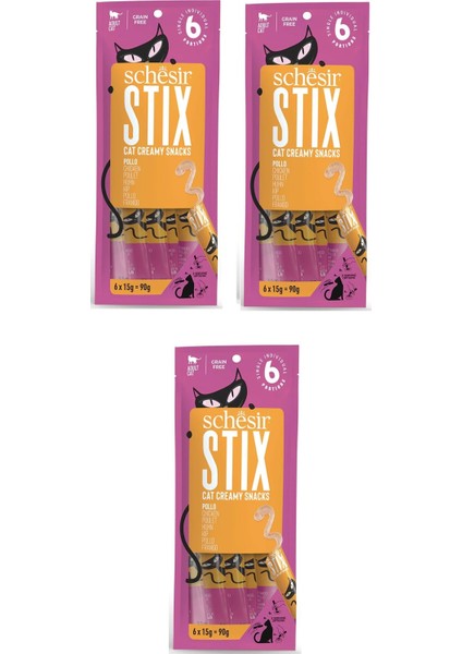 Stix Tavuklu Krema Kedi Sıvı Ödülü 6 x 15 Gr. 3 Lü Paket