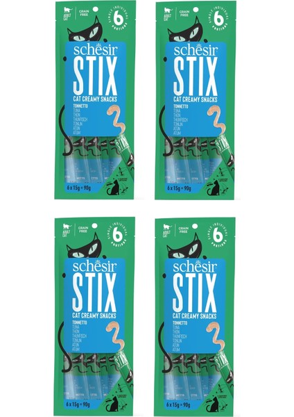 Stix Ton Balıklı Krema Kedi Sıvı Ödülü 6 x 15 Gr. 4 Lü Paket