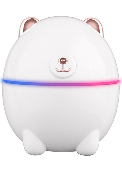 Hava Nemlendirici Sevimli Hayvan Mini Ev Küçük Aromaterapi Araba Yaratıcılık Ayı USB Nemlendirici LED Gece Lambası, Beyaz (Yurt Dışından)