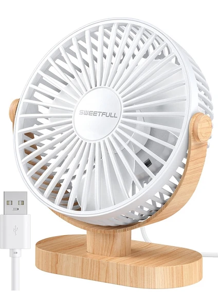 Küçük USB Masa Fanı 3 Hız Taşınabilir Kişisel Masaüstü Masa Fanı Çift 360 Derece Ayar Mini Fan Sessiz Çalışma, A (Yurt Dışından)