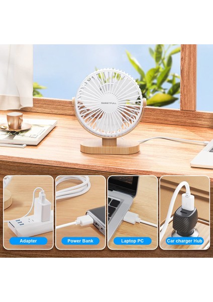 Küçük USB Masa Fanı 3 Hız Taşınabilir Kişisel Masaüstü Masa Fanı Çift 360 Derece Ayar Mini Fan Sessiz Çalışma, A (Yurt Dışından)