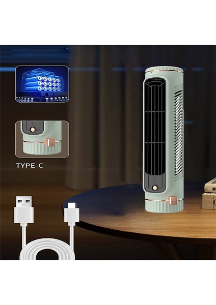 Taşınabilir Otomatik Uzaktan Klima, USB Kişisel Klima Mini Klima, 3 Hızlı Elektrikli Fan Yeşil (Yurt Dışından)