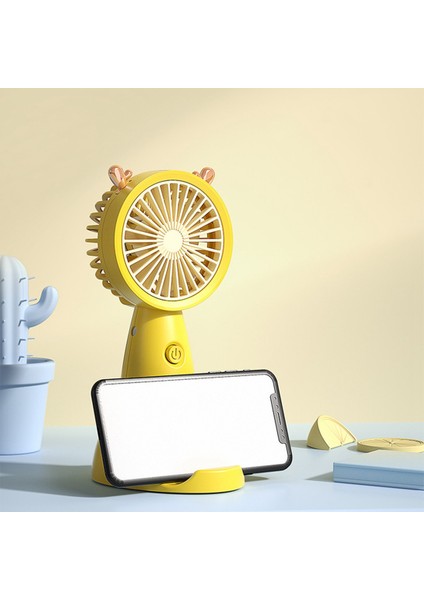 USB Mini El Fanı Açık Mini Masaüstü Ofis Dilsiz Şarj Taşınabilir El Fanı Sarı (Yurt Dışından)