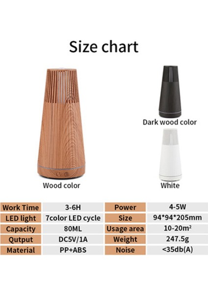 Elektrikli Hava Nemlendirici Esansiyel Aroma Yağı Difüzör Uzaktan Kumandalı Ahşap Tahıl Mini Mist Maker ve LED Işık A (Yurt Dışından)