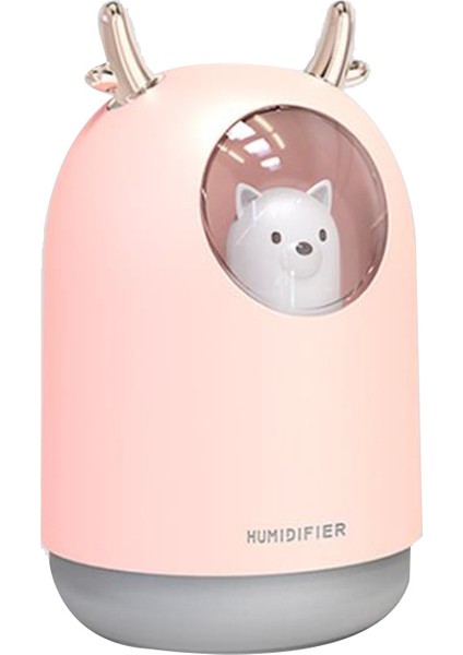 USB Nemlendirici 300 ml Sevimli Hayvan Ultrasonik Serin Mist Aroma Hava Yağ Difüzörü Romantik Renkli LED Lamba Humidificador (Pembe) (Yurt Dışından)