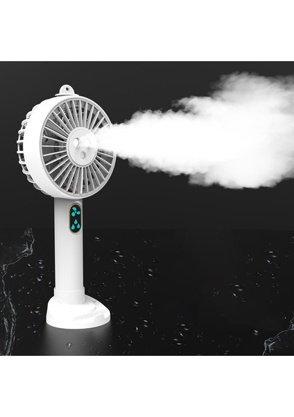 Su Temini Küçük Fan, Çift Delikli Püskürtme Fanı Masaüstü Desteği, El Tipi USB Mini Nemlendirici Fan Beyaz (Yurt Dışından)