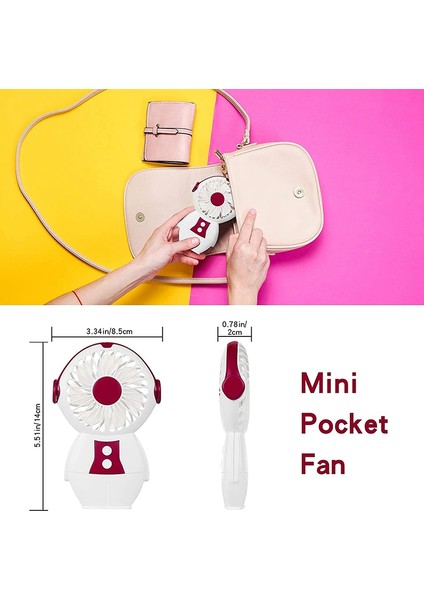Mini El Fanı,taşınabilir Mini Fan,arka Plan Gradyanlı LED El Feneri,robot Gibi,kişisel Giyilebilir Boyun Bandı,kırmızı (Yurt Dışından)