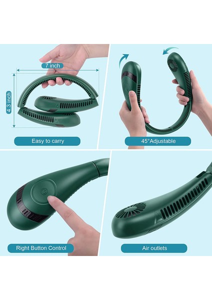 Taşınabilir Boyun Fanı,katlanabilir Bıçaksız Boyun FANI,5000MAH Eller Serbest Fan,3 Hız AYARI,360 Derece Hava Akımı Fanı,beyaz (Yurt Dışından)