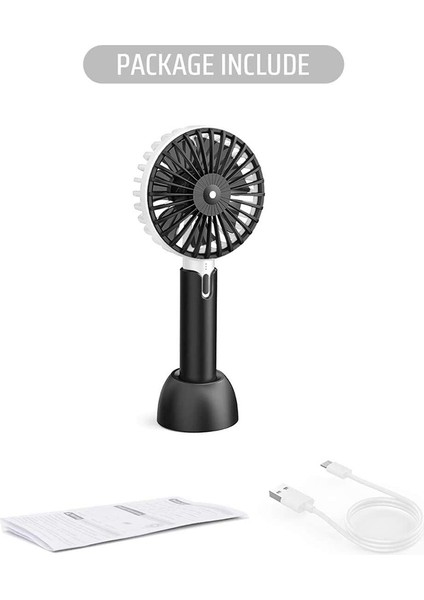 Elde Taşınabilir USB Fan, Taşınabilir Mini Fan Şarj Edilebilir Pil, Ofis/dış Mekan/spor/ev/seyahat/kamp Için Masa Fanı - Siyah (Yurt Dışından)
