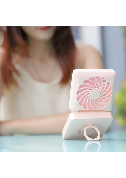 Taşınabilir Mini Fan 2 In 1 Mini El Fan Katlama Vanity Makyaj Aynası Cep Fanı (Yurt Dışından)