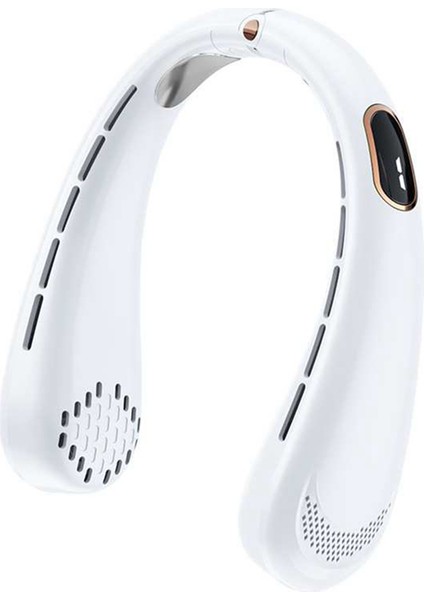 Taşınabilir Eller Serbest Boyun Asılı Fan USB Dilsiz Bladeless Fan Mini Dijital Ekran Elektrikli Fan Seyahat Açık Spor Fan (Yurt Dışından)